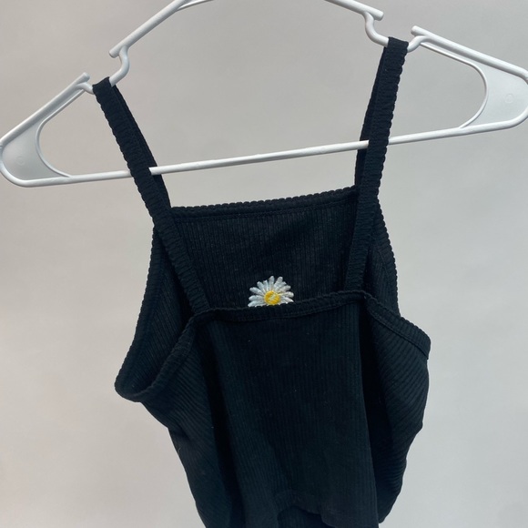 Wild Fable - cute black tank with flower patch - Picture 2 of 3